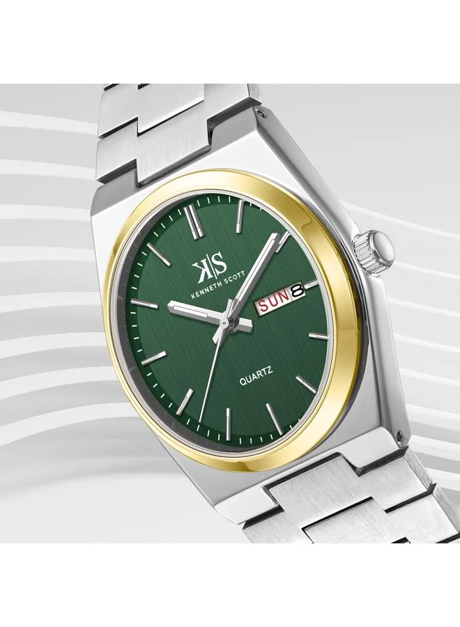 Kenneth Scott green Men's Stainless Steel Analog Watch K24011-TBSH - 40 mm for Men | Best Price UAE