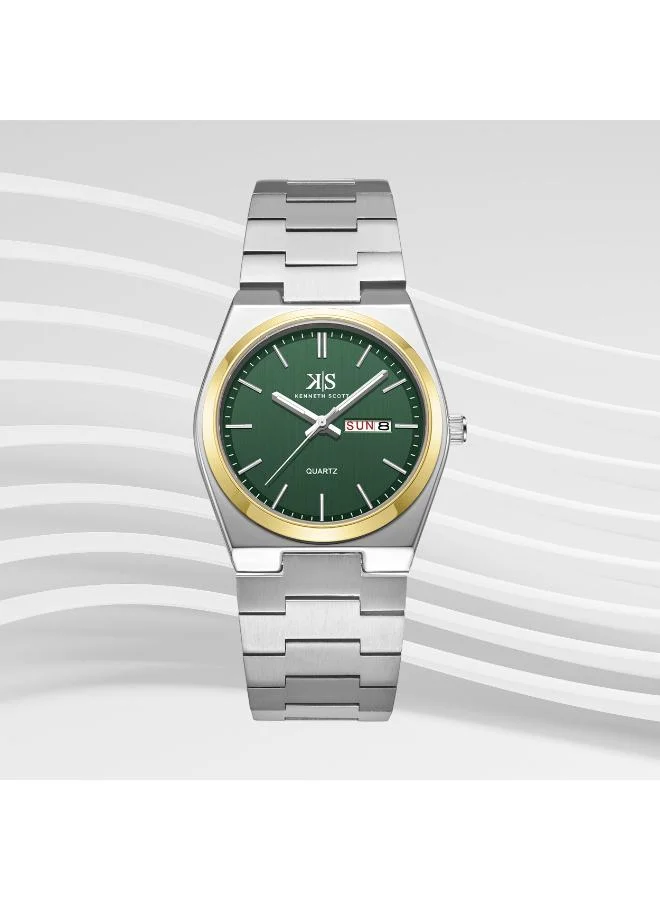 Kenneth Scott green Men's Stainless Steel Analog Watch K24011-TBSH - 40 mm for Men | Best Price UAE