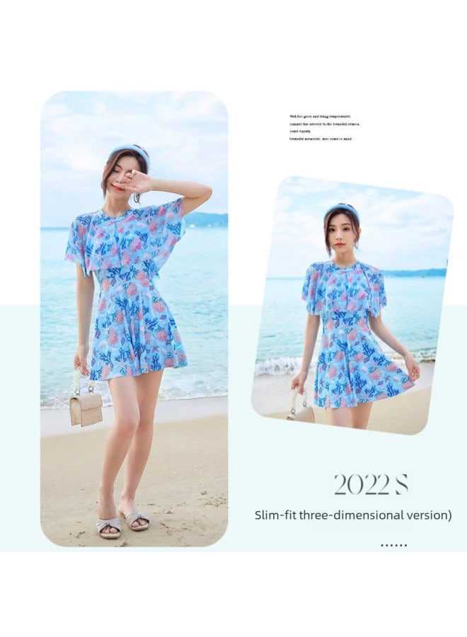 Loquat Swimwear Women's One-piece Skirt 2023 Summer Explosions Cover Belly Slim Conservative Vacation Student Swimwear Wholesale-Color:Pink- - Image 4