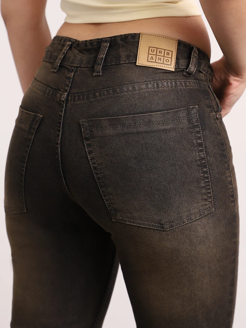 Urbano Fashion  Urbano Fashion Women's Grey Mid Rise Bootcut Washed Jeans Stretchable  | Best Price UAE