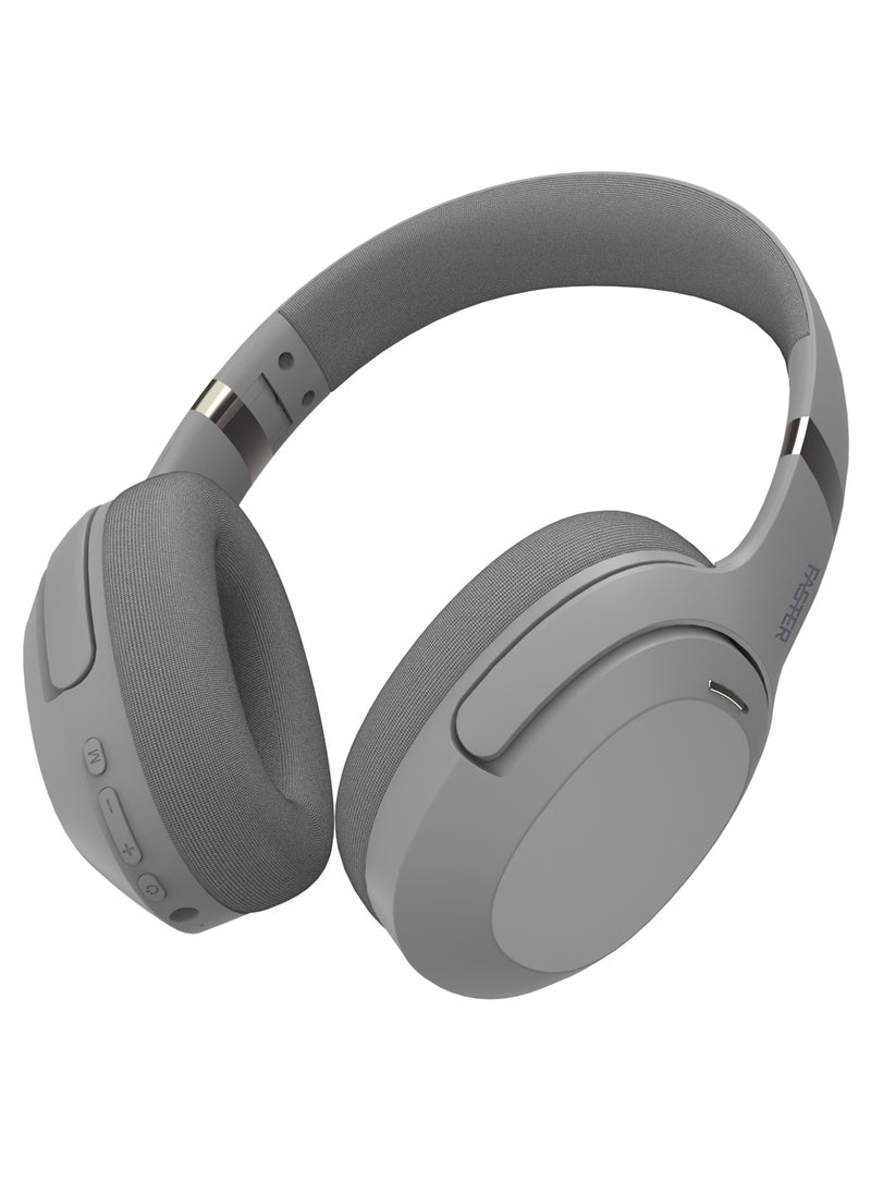 Faster - S6 Over-Ear Wireless Headphones with Microphone - Deep Bass Sound, HiFi Stereo Bluetooth Headphones - Noise Reduction, Foldable Design, 30 Hours Playtime, Lightweight Foam Ear Cups - Ideal for Travel, Work, Gaming, and TV (Grey) - Image 1