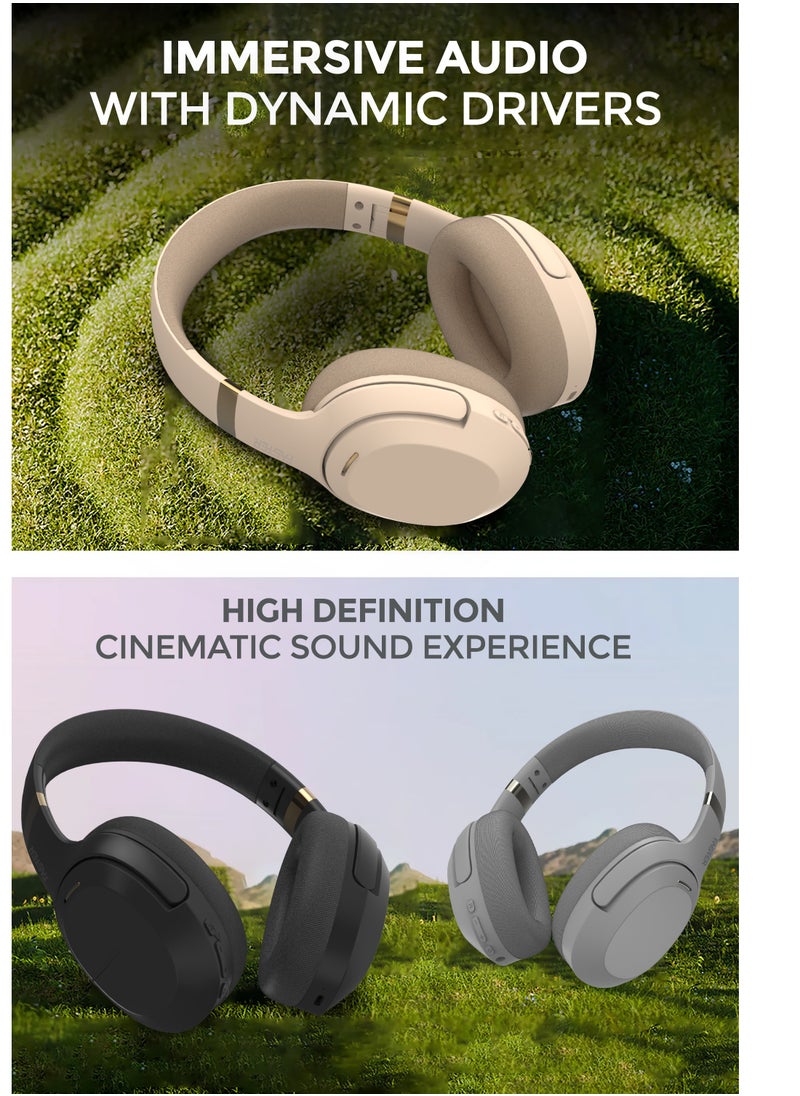 Faster - S6 Over-Ear Wireless Headphones with Microphone - Deep Bass Sound, HiFi Stereo Bluetooth Headphones - Noise Reduction, Foldable Design, 30 Hours Playtime, Lightweight Foam Ear Cups - Ideal for Travel, Work, Gaming, and TV (Grey) - Image 1