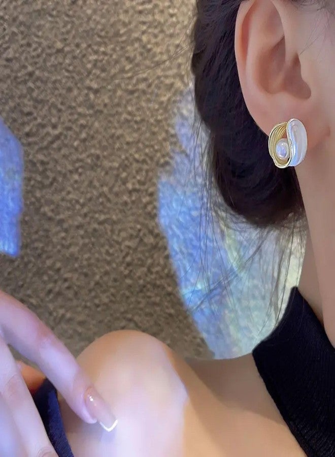 BLACKBOX Elegant Cute Shell Geometric Pearl Stud korean Earrings For Women & Girls | Stylish & Fashionable Earing|Accessories Jewellery for Women|Best Gift for Birthday, Anniversary & Wedding - Image 4