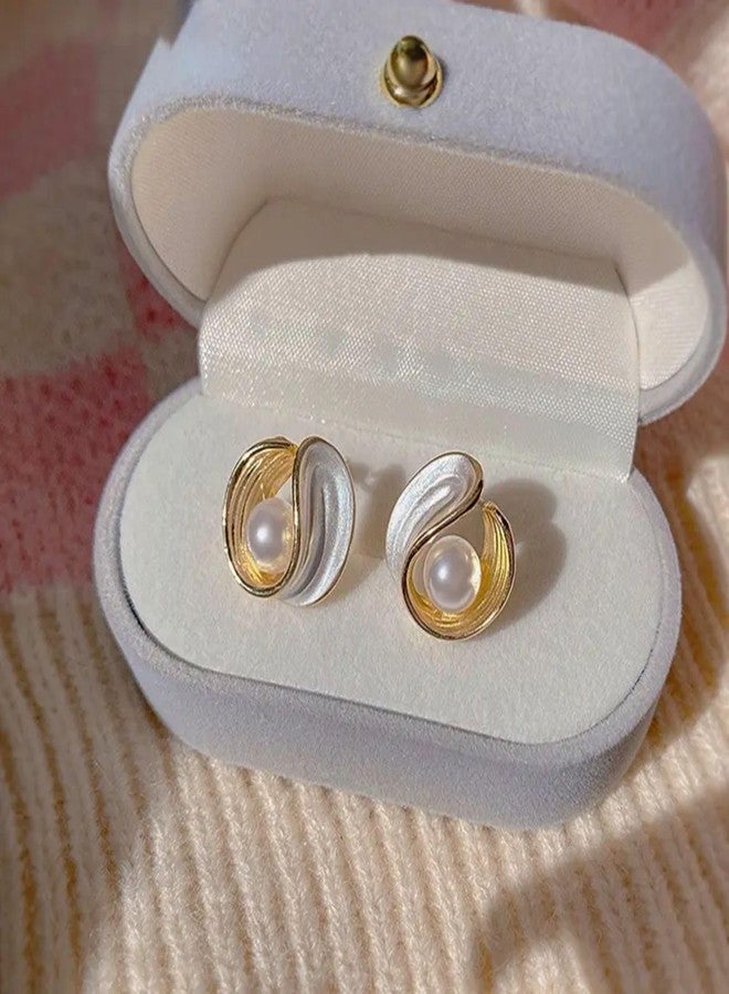 BLACKBOX Elegant Cute Shell Geometric Pearl Stud korean Earrings For Women & Girls | Stylish & Fashionable Earing|Accessories Jewellery for Women|Best Gift for Birthday, Anniversary & Wedding - Image 5