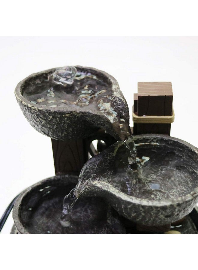 Nature's Mark 7" H Tiered Rock Bowl Tabletop Water Fountain With Natural River Rocks (Power Cord Attached)  - Image 2