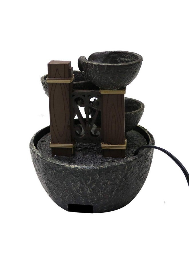 Nature's Mark 7" H Tiered Rock Bowl Tabletop Water Fountain With Natural River Rocks (Power Cord Attached)  - Image 3