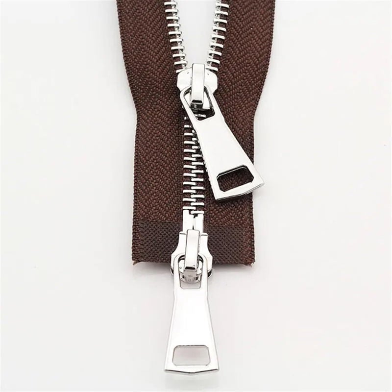 Zippers for sewing, Nylon Zippers,two way zip,Replacement Zips, 70/90cm Jacket Metal Zipper Double Slider Two-Way Zip DIY Clothing Garment Handmade Supplies(Brown,90cm) - Image 1