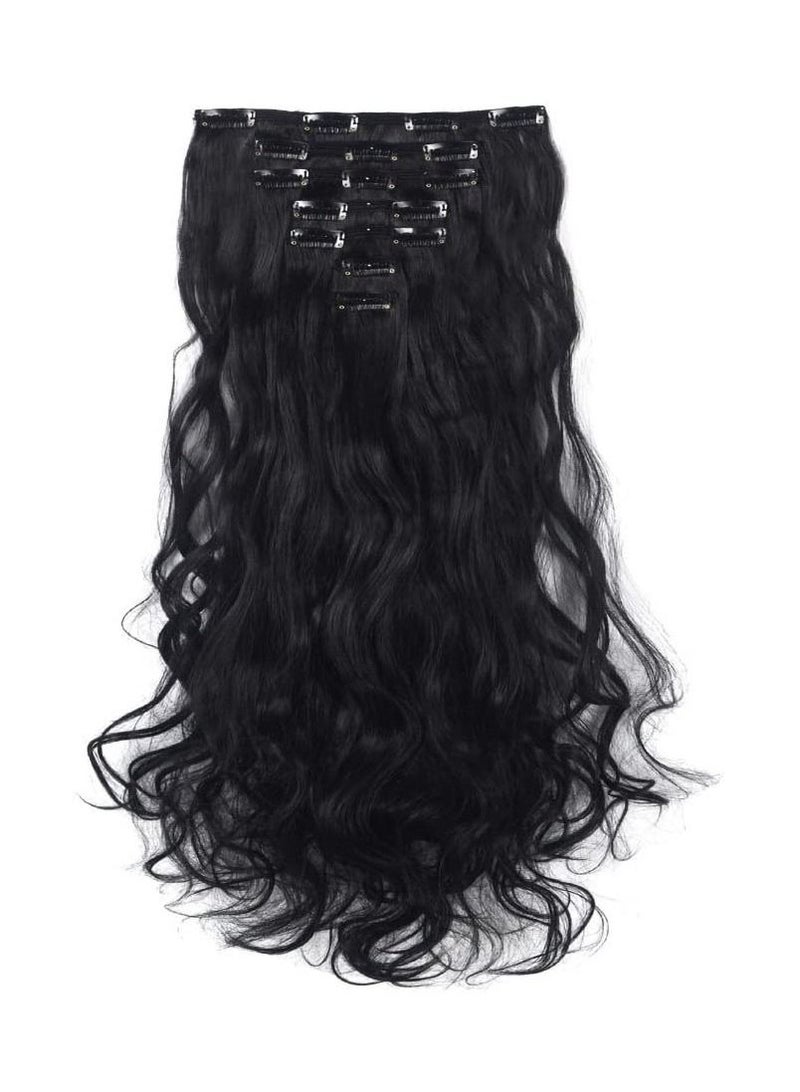 إستيل 7 قطع 16 مشابك 23 "-24" سميكة مجعد مستقيم كامل الرأس كليب في لحمة مزدوجة وصلات شعر طبيعي أسود مجعد - Image 2