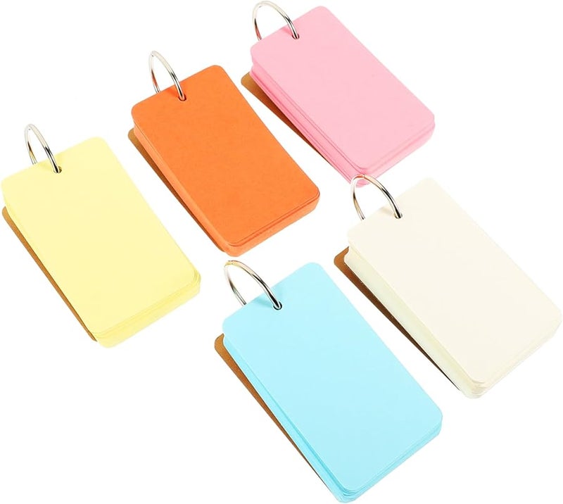Blank Index Cards with Binding Rings for Students Planner Memo Pad Flash Cards Book - Image 1