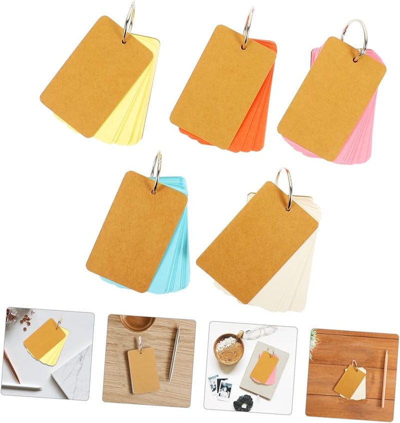 Blank Index Cards with Binding Rings for Students Planner Memo Pad Flash Cards Book - Image 3