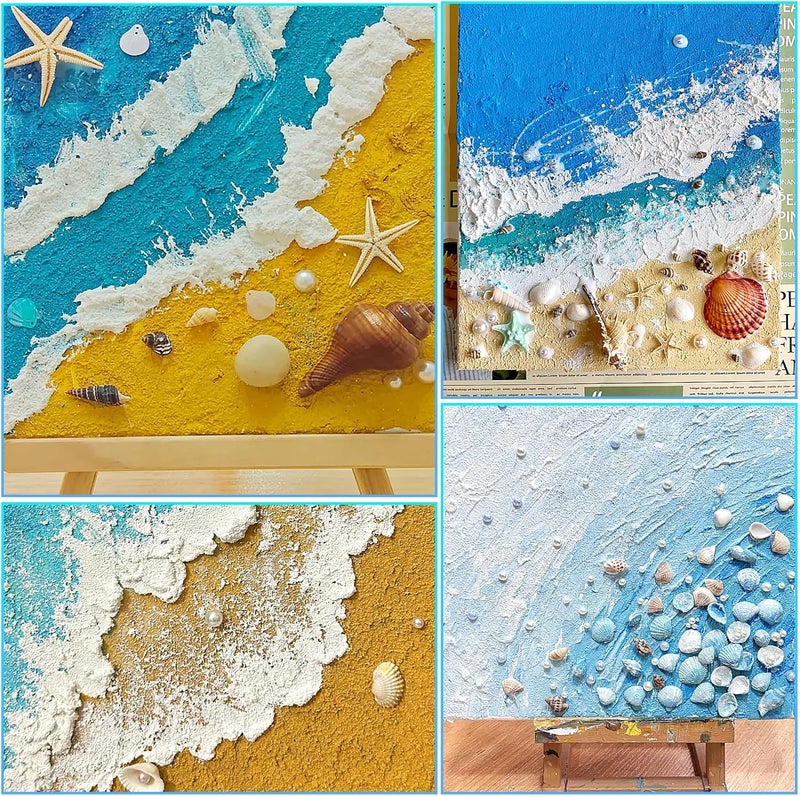 Fangoo 8'' Natural Shell Starfish DIY Picture Frame Set Coastal Seashell Conch Frame for Painting Craft Kit for Bathroom Bedroom Living Room Table Ornament Sea View Room Decoration - Image 4
