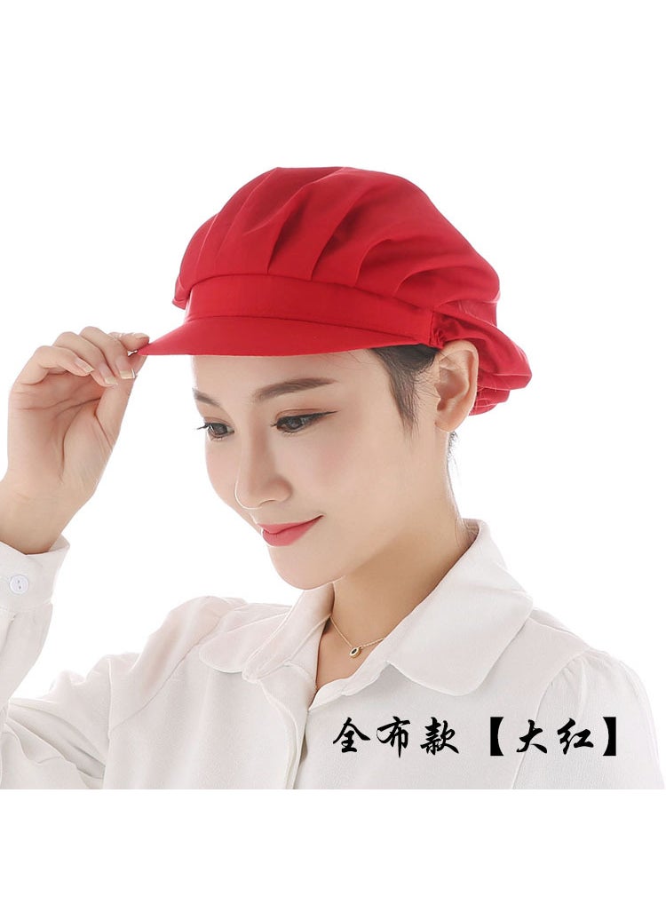 Generic Xuan Zhixin Food Factory Work Hat Womens Dust-proof Workshop Mens Catering Womens Factory Canteen Work Hat Chef Hat Kitchen Red Full Cloth 
