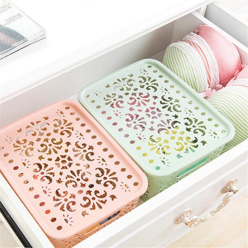 skyzone Plastic Multipurpose Storage Baskets with Lid for Kitchen Vegetables Toys Office Stationery Utility Accessories Closet Wardrobe - Image 3