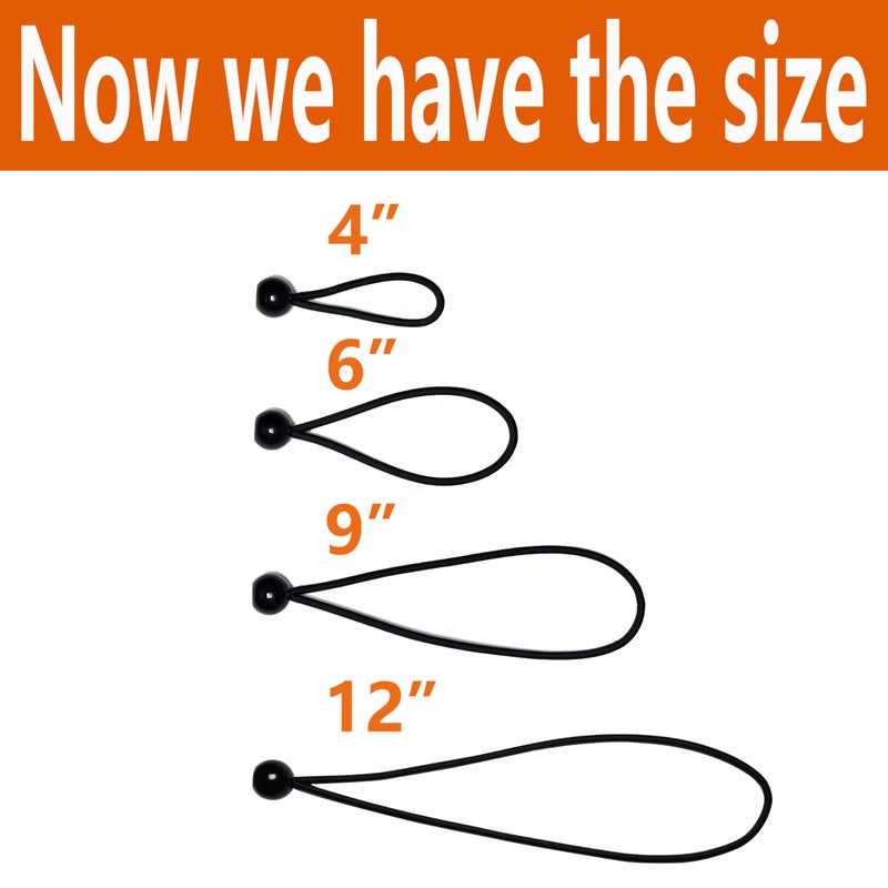 Yelier 50-Piece YELIER Ball Bungee Cord (Black, 4"), UV Resistant, Antioxidant, Secure Tie Down - Image 4