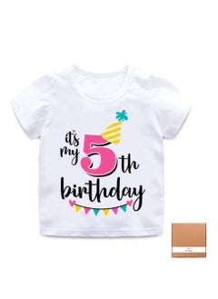 We Happy It's My 5th Birthday Printed Kids Lovely Cotton T-Shirt  - Image 1