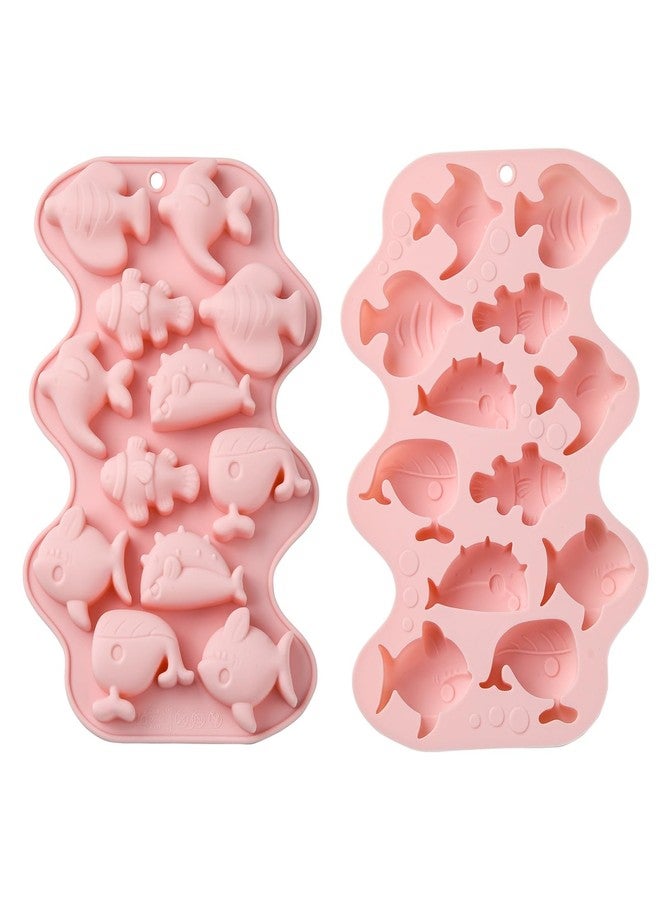 Airssory 2 Pcs 6 Styles Ocean Fish Silicone Fondant Molds Sea Animals Molds for DIY Cake Bakeware Chocolate Candy Resin Craft Making Decoration - Image 1