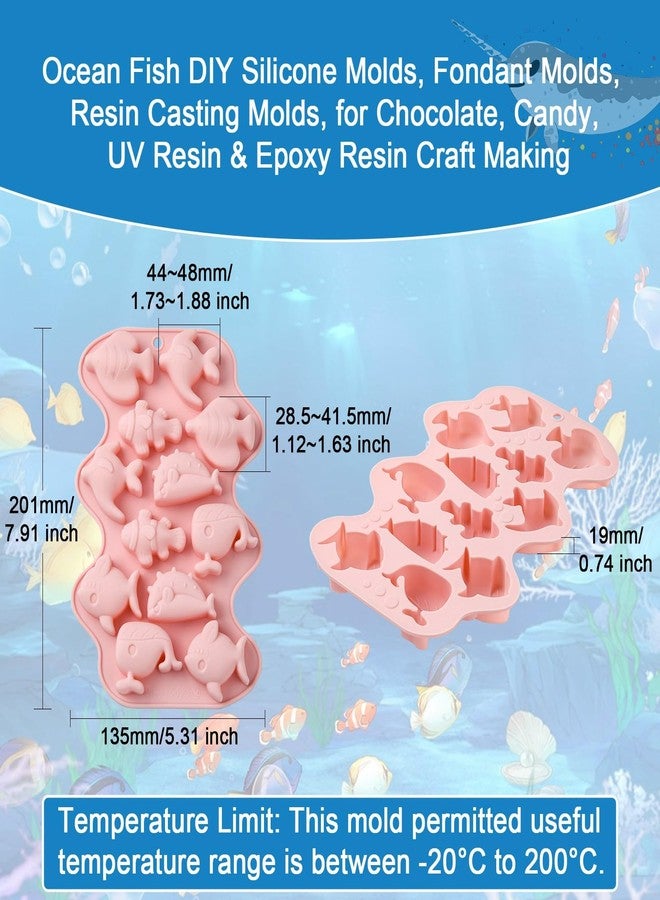 Airssory 2 Pcs 6 Styles Ocean Fish Silicone Fondant Molds Sea Animals Molds for DIY Cake Bakeware Chocolate Candy Resin Craft Making Decoration - Image 2