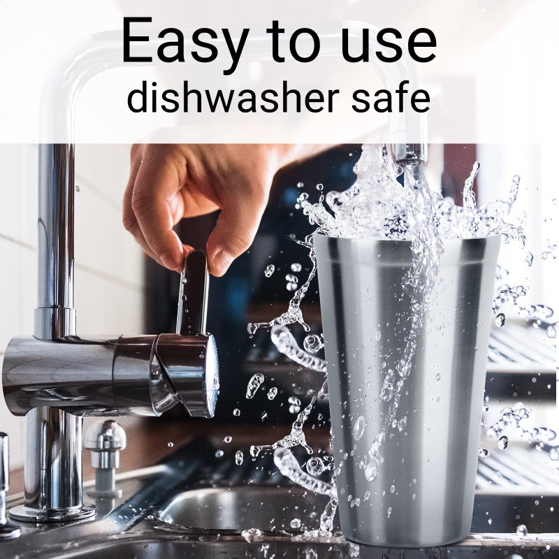 Beasea أكواب بيزيا الفولاذية المقاومة للصدأ 16 أونصة، عبوة 4 أكواب، أكواب معدنية مزدوجة الجدار معزولة بالفراغ، مناسبة للاستخدام في المنزل والمطعم والمكتب والحفلات والتخييم. - Image 5