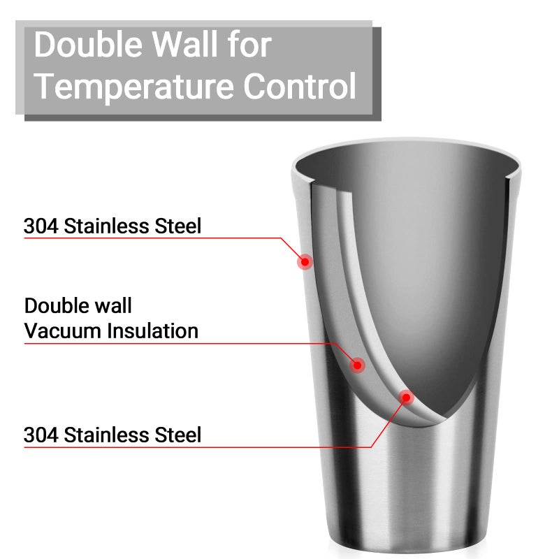 Beasea أكواب بيزيا الفولاذية المقاومة للصدأ 16 أونصة، عبوة 4 أكواب، أكواب معدنية مزدوجة الجدار معزولة بالفراغ، مناسبة للاستخدام في المنزل والمطعم والمكتب والحفلات والتخييم. - Image 3