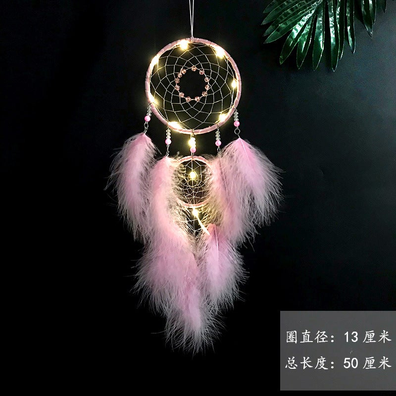 Dreamcatcher DIY Kit for Handmade Wind ChimesPink beauty material package [without light]] Pink beauty material package [without light]] 