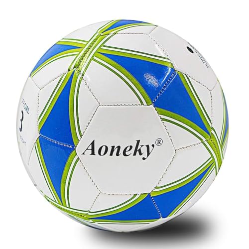 Aoneky كرة قدم Aoneky بحجم 3 - صديقة للبيئة جلد PVC بسمك 2.5 مم، تصميم متين مخيط بالآلة، مضخة كرة مضمنة - Image 2