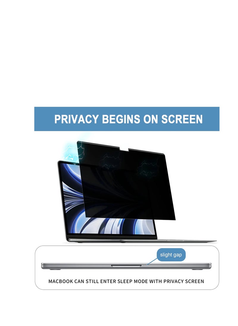 1Pack Privacy Screen Compatible with MacBook Air 13.6 Inch 2022 A2681 M2 Chip/ 2024 A3113 M3 Chip/2025 A3240 M4 Chip, Magnetic Removable Anti Blue Light Glare Filter Laptop Privacy Screen Protector for  Mac Air 13.6 inch