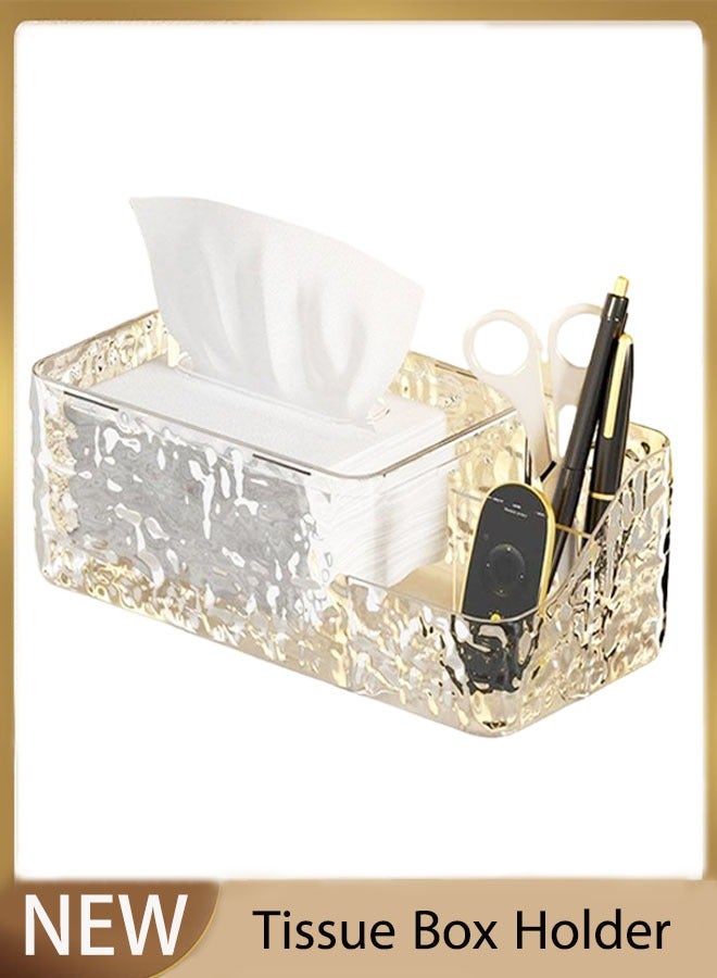 Multi-Function Tissue Box,Glacier Pattern Paper Organizer Dispenser,Large Tissue Storage Box for Kitchen,Bathroom,Home, Office(Clear） - Image 1