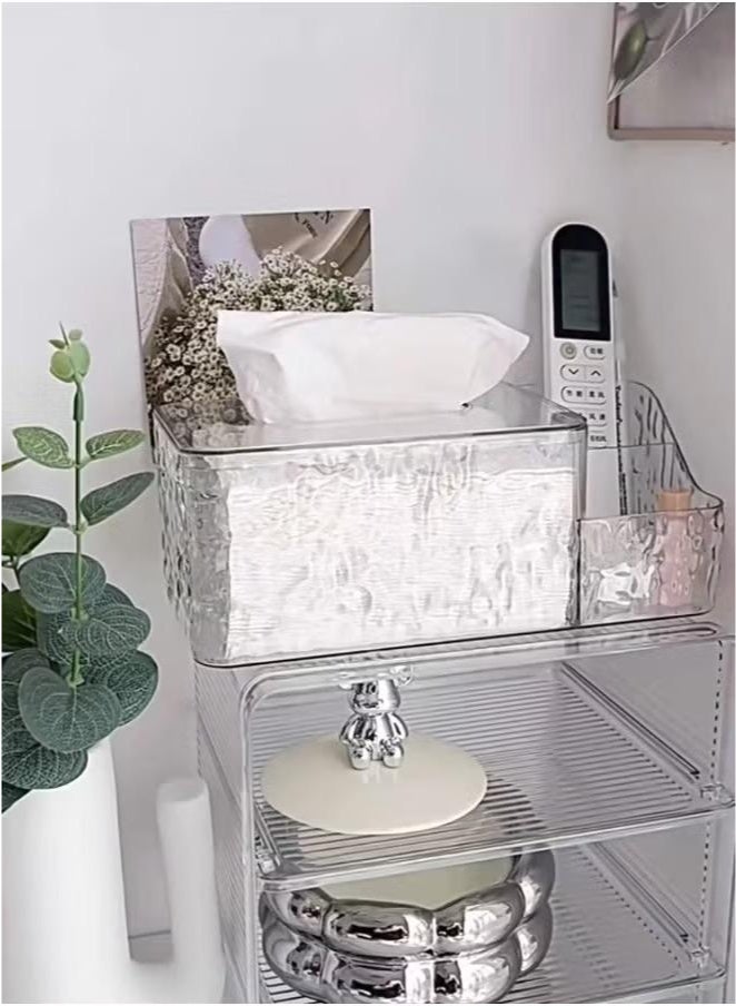 Multi-Function Tissue Box,Glacier Pattern Paper Organizer Dispenser,Large Tissue Storage Box for Kitchen,Bathroom,Home, Office(Clear） - Image 4