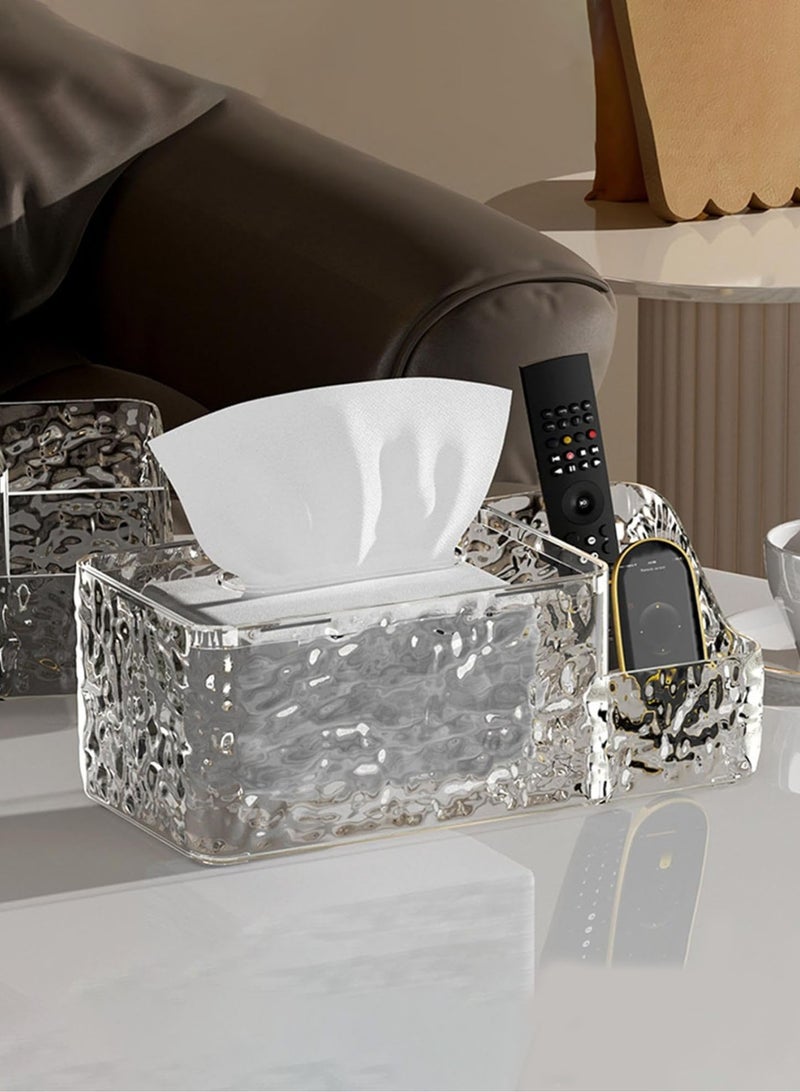 Multi-Function Tissue Box,Glacier Pattern Paper Organizer Dispenser,Large Tissue Storage Box for Kitchen,Bathroom,Home, Office(Clear） - Image 3