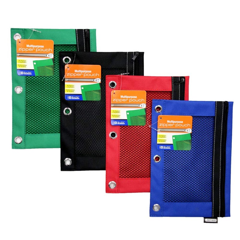 Bazic Products BAZIC 3-Ring Pencil Pouch w/Mesh Window for School, Home, or Office (Box of 24)  - Image 1