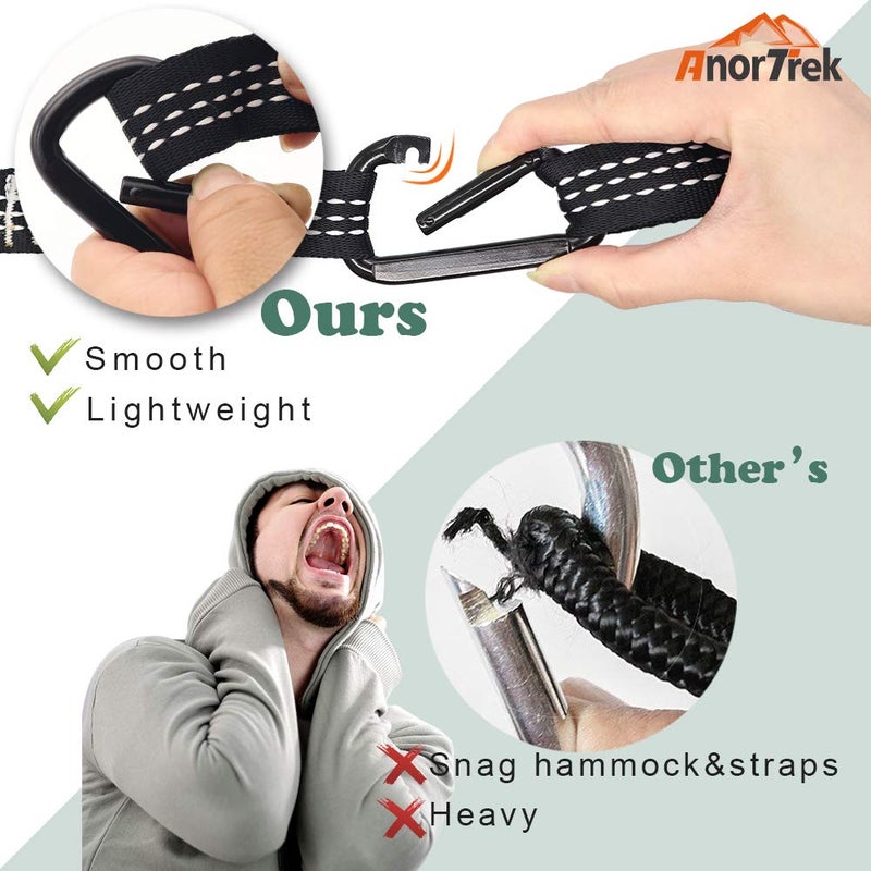 AnorTrek Camping Hammock with Mosquito Net, Double & Single Lightweight Portable Hammocks with Tree Straps, Parachute Hammock for Camping, Backpacking - Image 3
