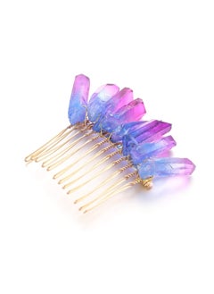 Suoirblss Handmade Natural Crystal Hair Comb Bridal Wedding Headwear Crystal Stone Hairpin Hair Clip Clamp Side Hair Combs for Women Hair Accessory Purple 