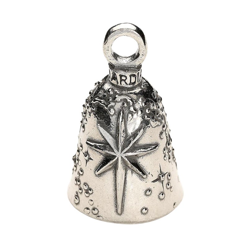 Guardian Bell North Star Good Luck Bell wKeyring Black Velvet Gift Bag Motorcycle Bell LeadFree Pewter Good Luck Gift to Friends Family Bike Bell Made in USA - Image 3
