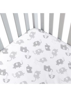 Moonsea Moonsea Fitted Crib Sheet for Baby Boys or Girls, Silky Soft Microfiber 52'' x 28'' Crib Sheet Fits Standard Size Crib Mattress and Toddler Bed Mattress, Gray Elephant  - Image 1