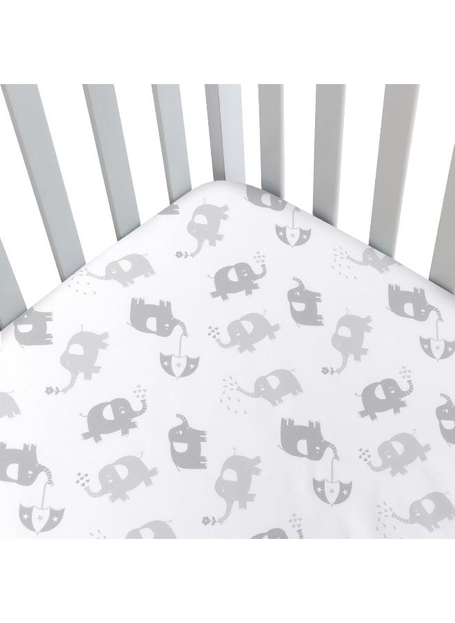 Moonsea Moonsea Fitted Crib Sheet for Baby Boys or Girls, Silky Soft Microfiber 52'' x 28'' Crib Sheet Fits Standard Size Crib Mattress and Toddler Bed Mattress, Gray Elephant  - Image 1