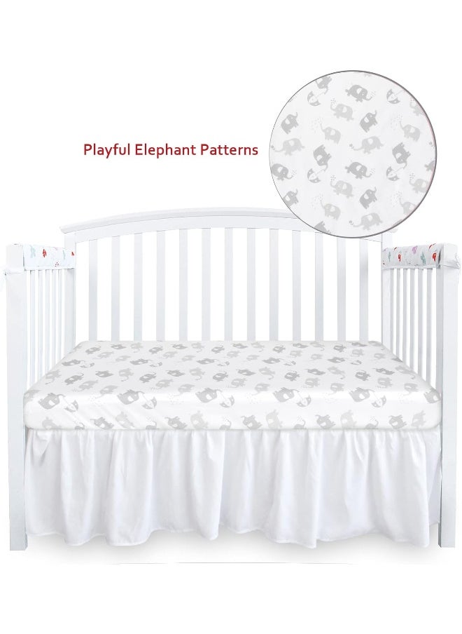 Moonsea Moonsea Fitted Crib Sheet for Baby Boys or Girls, Silky Soft Microfiber 52'' x 28'' Crib Sheet Fits Standard Size Crib Mattress and Toddler Bed Mattress, Gray Elephant  - Image 5
