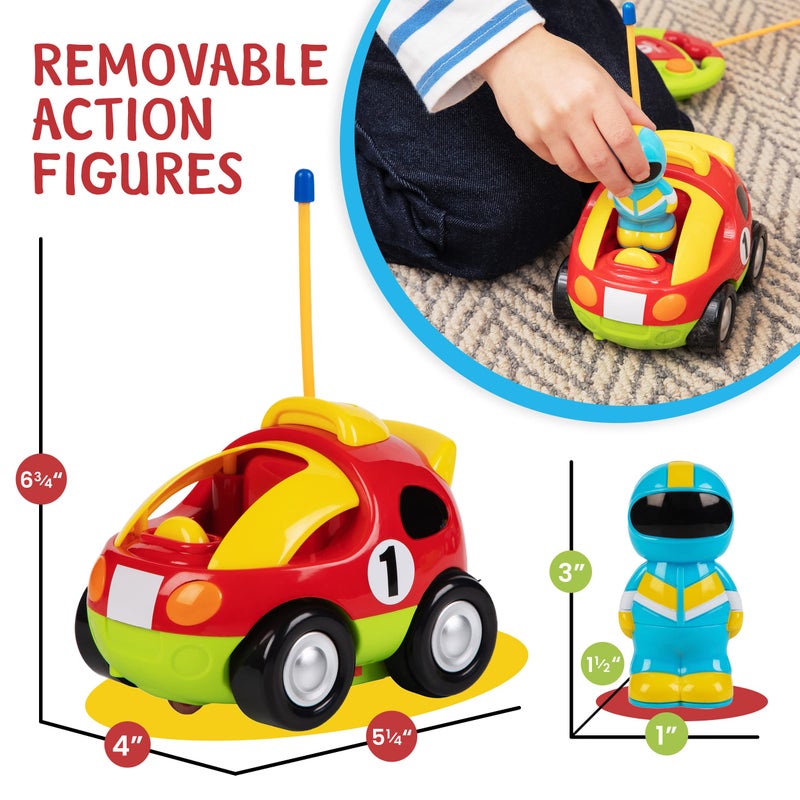PREXTEX Cartoon Remote Control Car - 2-Pack Police and Race Car Toddler Toys - RC Cars for Kids with Different Frequencies - Easy Remote Control Toy and Thoughtful Gifts for Boys and Girls - Image 5