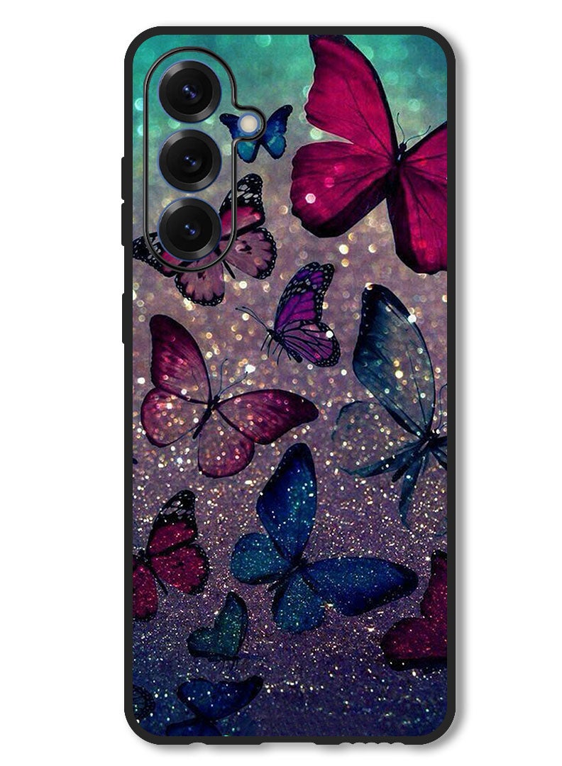 Theodor Case Compatible with Samsung Galaxy A56 Protection Shockproof Bumper Cover Glitters Butterflies - Image 1