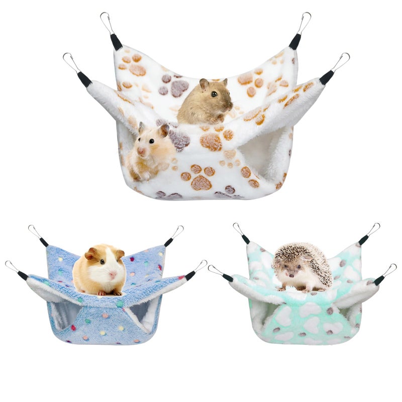 YedsIntu 3 Pcs Guinea Pig Hammock, Rat Ferret Hanging Hammock Guinea Pig Accessories for Small Animals Chinchilla Hamster Parrot Sugar Glider Ferret Squirrel (11"Ã—11") - Image 1