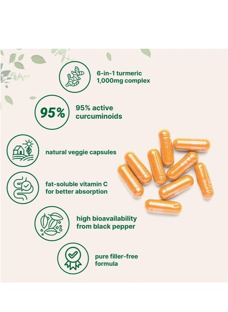 Micro Ingredients Turmeric Curcumin 1,000mg | 95% Curcuminoids with Black Pepper & MCT Oil for Ultimate Absorption, No Filler, No GMO - 120 Vegetarian Capsules - Image 4
