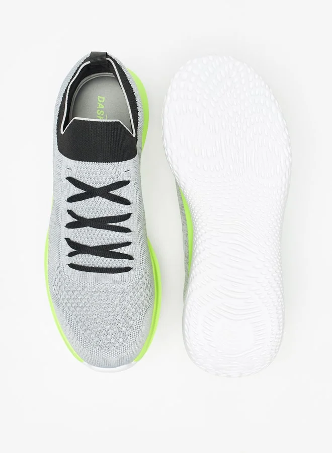 Dash Men Textured Slip On Sports Shoes with Lace Detail