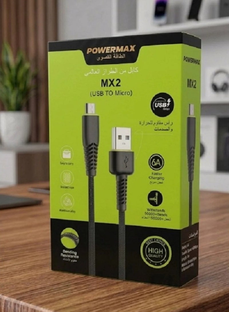 Power Max POWERMAX MX2 USB to Micro Cable - Fast Charging and High-Definition Information - Image 1