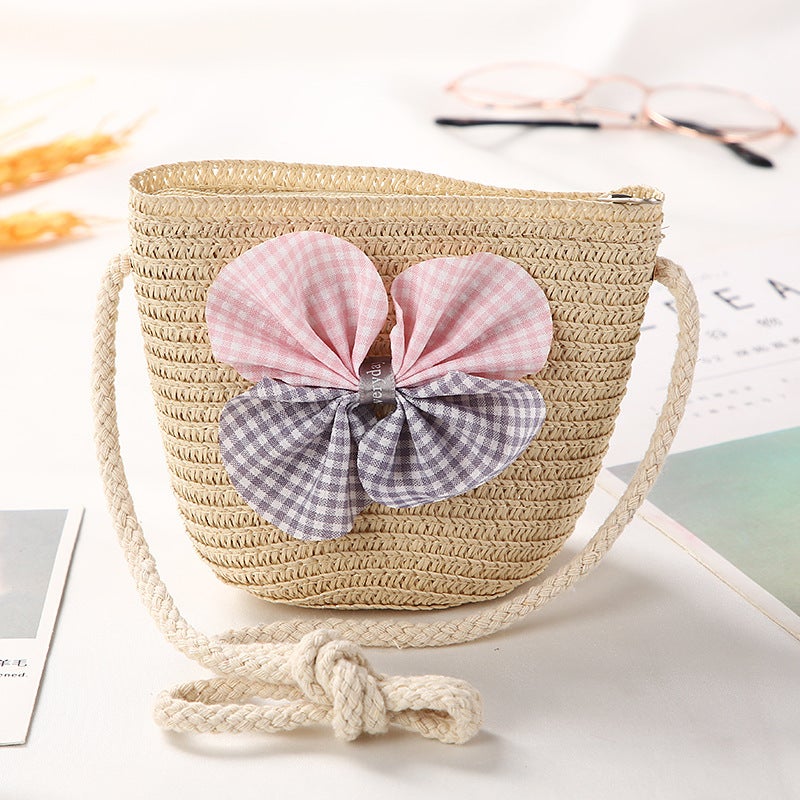 Girls Trendy Crossbody Mini PurseTwo-tone bow bag beige Two-tone bow bag beige 