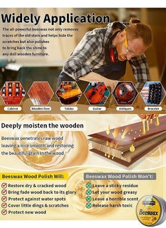 WILLIAM WEIR Natural Beeswax Furniture Polish Wood Seasoning Beeswax For Wood Polish And Conditioner Multipurpose Waterproof And Repair Wood Wax Wood Cleaner And Polish Furniture Wax  - Image 4