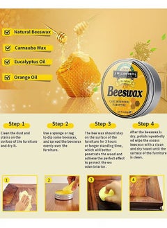 WILLIAM WEIR Natural Beeswax Furniture Polish Wood Seasoning Beeswax For Wood Polish And Conditioner Multipurpose Waterproof And Repair Wood Wax Wood Cleaner And Polish Furniture Wax  - Image 5