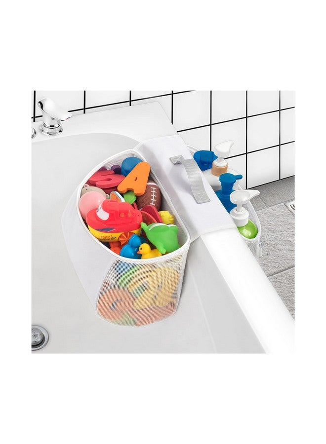 Austion Saddle shape 2 Compartments Bath Toy Organizer, Easy Access for Children, Wide Opening Bath Toy Holder for Drying Toys and Storage, Mesh Shower Toy Holder and Bath Tub Toy Storage Organizer for Tub. - Image 1