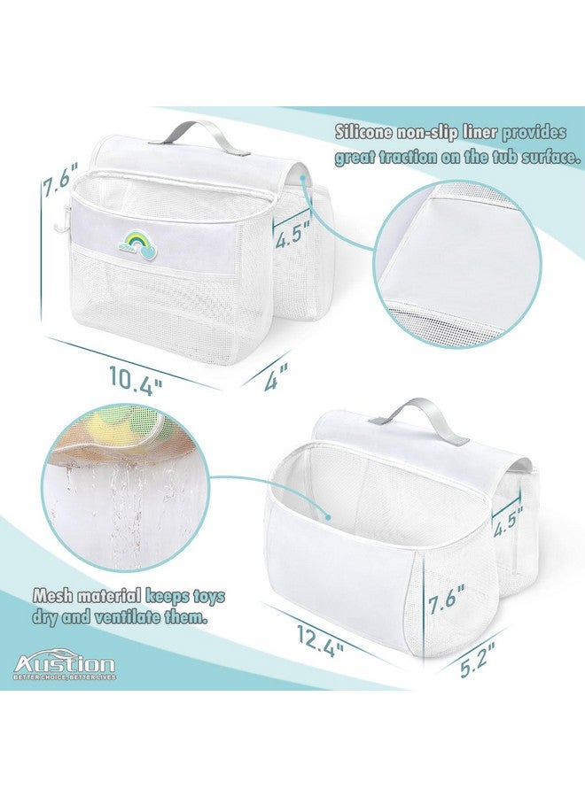 Austion Saddle shape 2 Compartments Bath Toy Organizer, Easy Access for Children, Wide Opening Bath Toy Holder for Drying Toys and Storage, Mesh Shower Toy Holder and Bath Tub Toy Storage Organizer for Tub. - Image 2