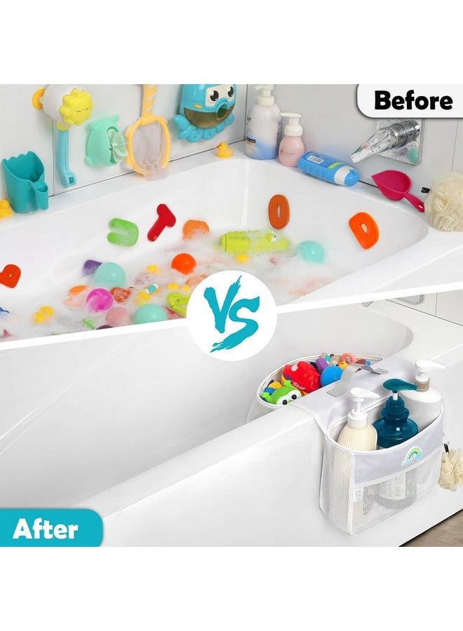 Austion Saddle shape 2 Compartments Bath Toy Organizer, Easy Access for Children, Wide Opening Bath Toy Holder for Drying Toys and Storage, Mesh Shower Toy Holder and Bath Tub Toy Storage Organizer for Tub. - Image 5