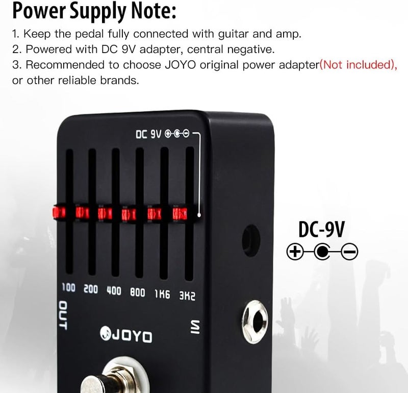 JOYO 6-band EQ Pedal Electric Guitar Equalizer (100Hz 200Hz 400Hz 800Hz 1.6kHz 3.2kHz) provides ±18dB for each band (JF-11) - Image 4