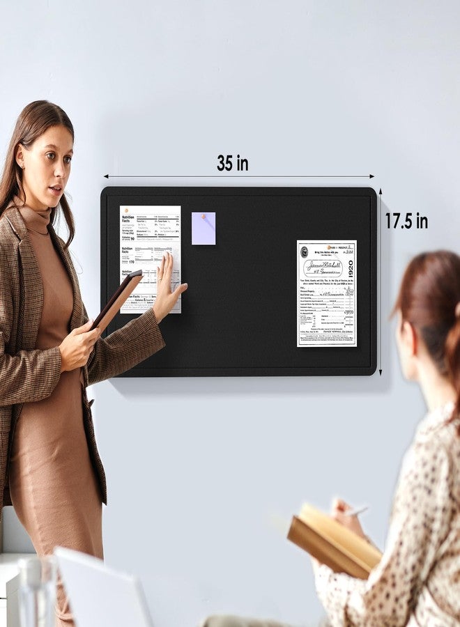 ماكسجير لوحة إعلانات ماكس جير، مقاس 35 بوصة × 17.5 بوصة، لوحة لباد قابلة للطي، لوحة رؤية، لوحة فلين للمكاتب والمنازل والمدارس، لوحات دبابيس صغيرة للجدران، لوحة عرض صور مؤطرة سوداء - Image 2